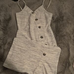 Caution To The Wind Striped Cream Button Jumpsuit